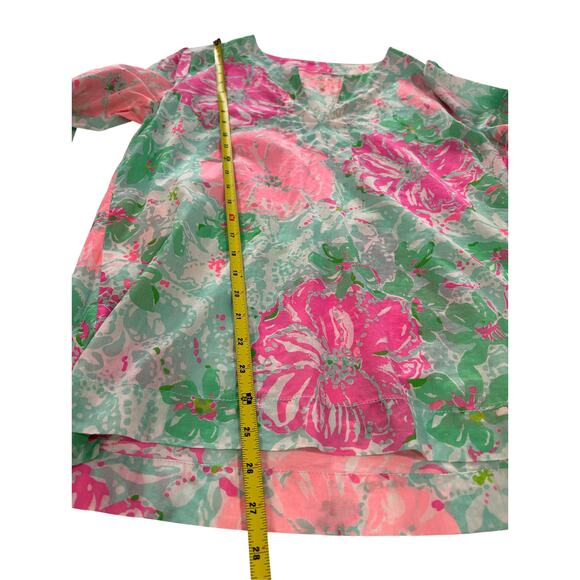 Lilly Pulitzer Amelia Island Tunic Top Pullover Green Pink Floral Size M - Picture 7 of 7